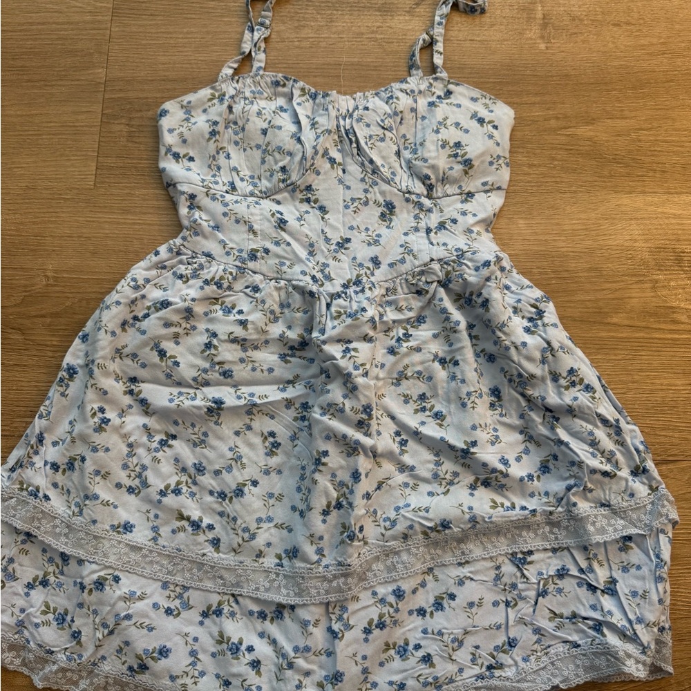 Hollister Blue and White Floral Mini Dress